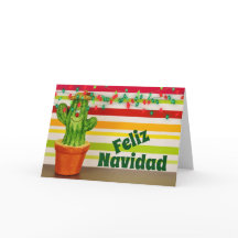 Cute Cactus e Luzes Festivas Feliz Navidad