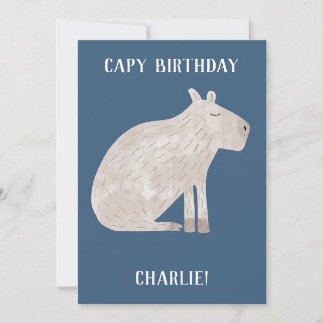 Cartão De Festividades Cute Capybara Personalizou Aniversário (Frente)