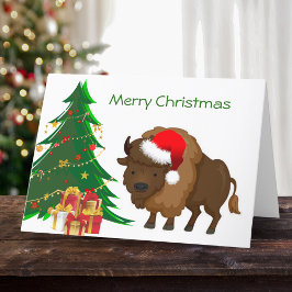 Cartão De Festividades Cute Cartoon Christmas Buffalo