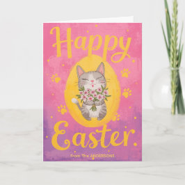 Cartão De Festividades Cute Cat Bouquet Easter Personalized Easter 