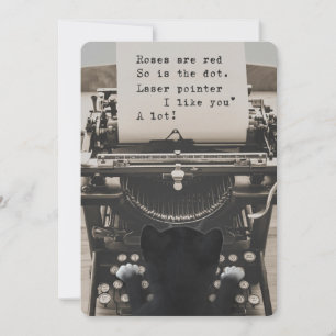 Cartão De Festividades Cute Cat Typing Valentine's Poem -