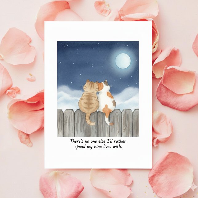 Cartão De Festividades Cute Cat Valentine Card for Husband or Wife Love (Criador carregado)
