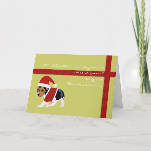 Cartão De Festividades Cute Christmas Card (Dog) - Customizable (Frente)