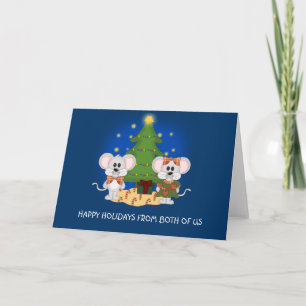 Cartão De Festividades Cute Christmas Mice with Customizable Text
