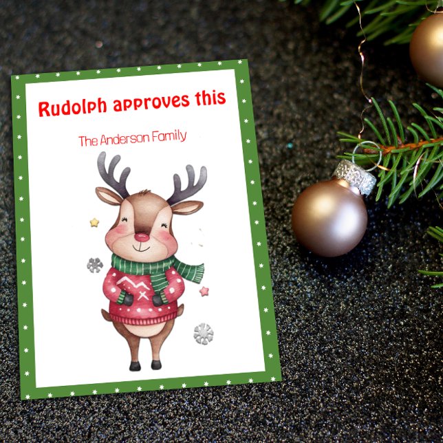 Cartão De Festividades Cute christmas reindeer wish green retro Postcard (Criador carregado)