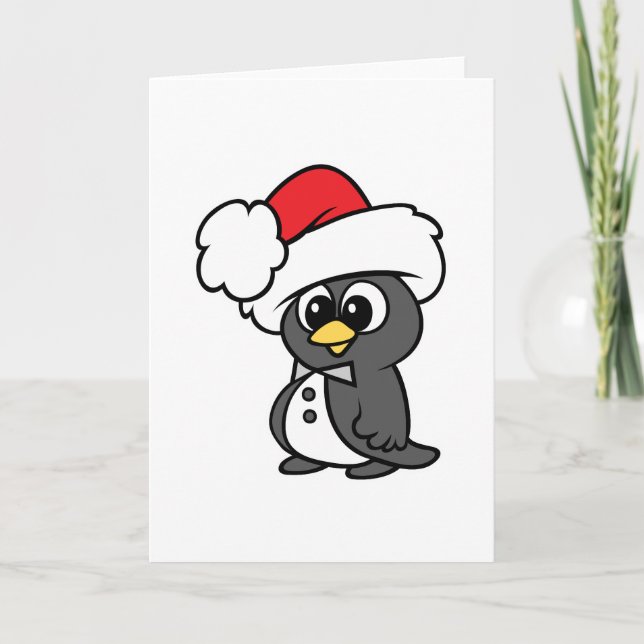 Cartão De Festividades Cute Christmas Tuxedo Penguin (Frente)