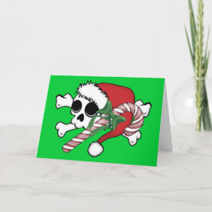 Cartão De Festividades Cute Crânio do Papai Noel