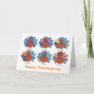 Cartão De Festividades Cute Crayon Turkeys Kids Art Thanksgiving Card