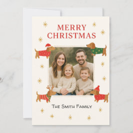 Cartão De Festividades Cute Dachshund Customizable Photo Christmas Card