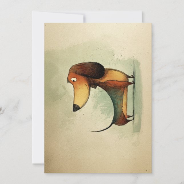 Cartão De Festividades Cute Dachshund – Whimsical Dog Illustration (Frente)