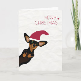 Cartão De Festividades Cute Dachshund with Santa hat Merry Christmas