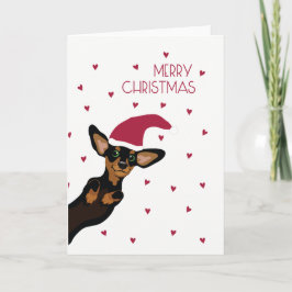 Cartão De Festividades Cute Dachshund with Santa hat Merry Christmas