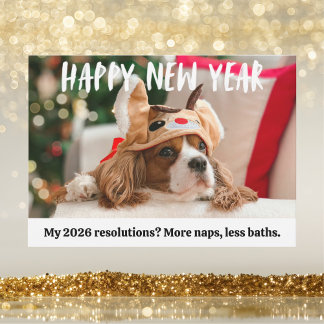 Cartão De Festividades Cute Dog Funny Pet Happy New Year Photo