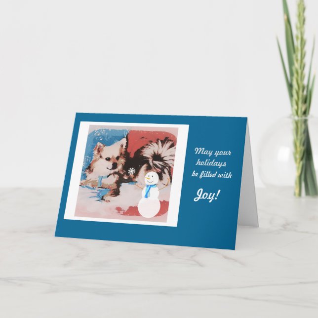 Cartão De Festividades Cute Dog Holiday Card (Frente)