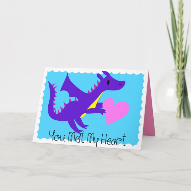 Cartão De Festividades Cute Dragon Valentines Day Card Dragon Valentines (Frente)
