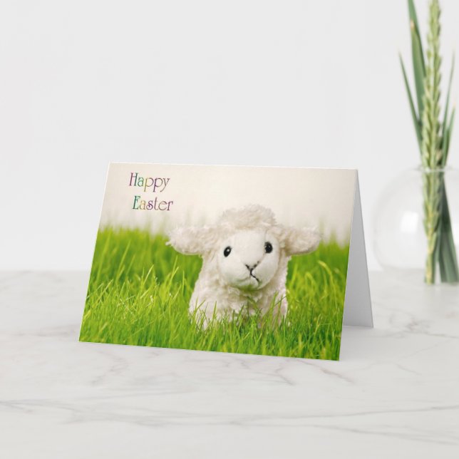 Cartão De Festividades Cute Easter Lamb Greeting Card (Frente)