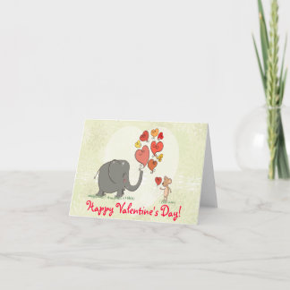 Cartão De Festividades cute elephant and mouse valentine love vector II