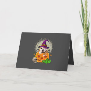 Cartão De Festividades Cute English Bulldog Witch Pumpkin Halloween Dog