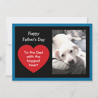 Cartão De Festividades Cute Father's Day Red Message Heart Dog Photo Blue