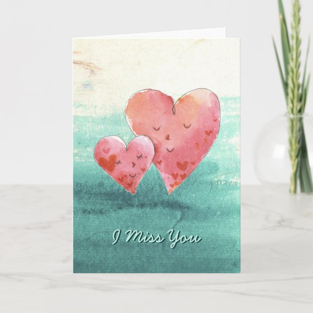 Cartão De Festividades Cute Fine Art Love Hearts - I Miss You (Frente)