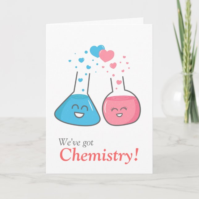 Cartão De Festividades Cute flasks in love, we've got chemistry (Frente)