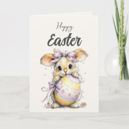 Cartão De Festividades Cute Fluffy Bunny in Spring Pastels Easter Card