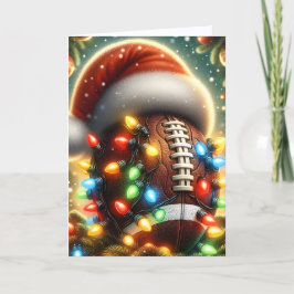 Cartão De Festividades Cute Football in String Lights Christmas