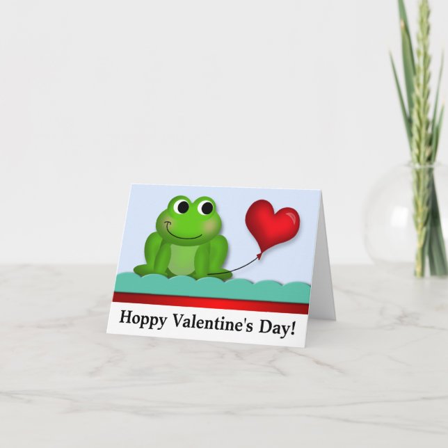 Cartão De Festividades Cute Froggy Hoppy Valentine's Day NoteCards (Frente)