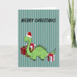 Cartão De Festividades Cute funny  Christmas Santa dinosaur<br><div class="desc">Cute funny  Christmas Santa dinosaur design</div>