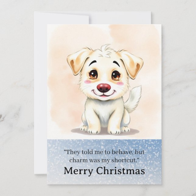 Cartão De Festividades Cute Funny Dog Christmas Card (Frente)