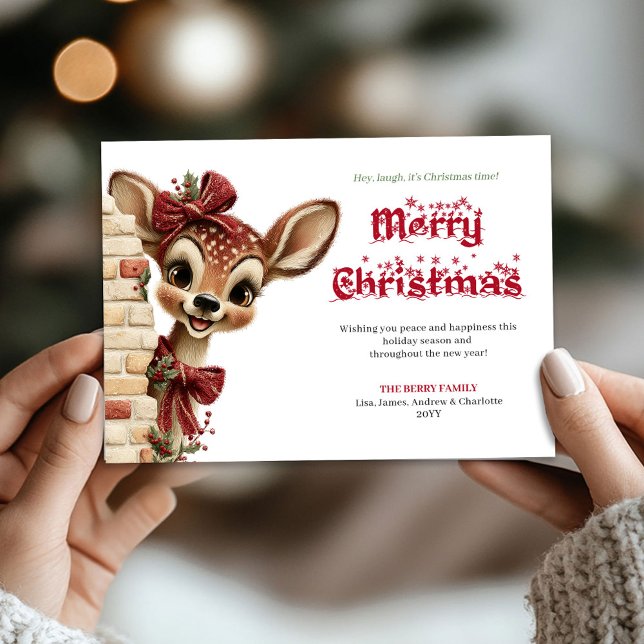Cartão De Festividades Cute Funny Reindeer Cartoon Holiday Greeting Card (Cute Funny Reindeer Cartoon Holiday Greeting Card

)