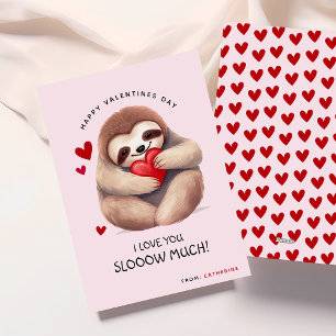 Cartão De Festividades Cute Funny Sloth Dia dos Namorados Infantil