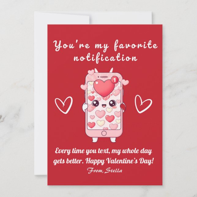 Cartão De Festividades Cute Funny Valentine’s Day Card | Kawaii Phone (Frente)