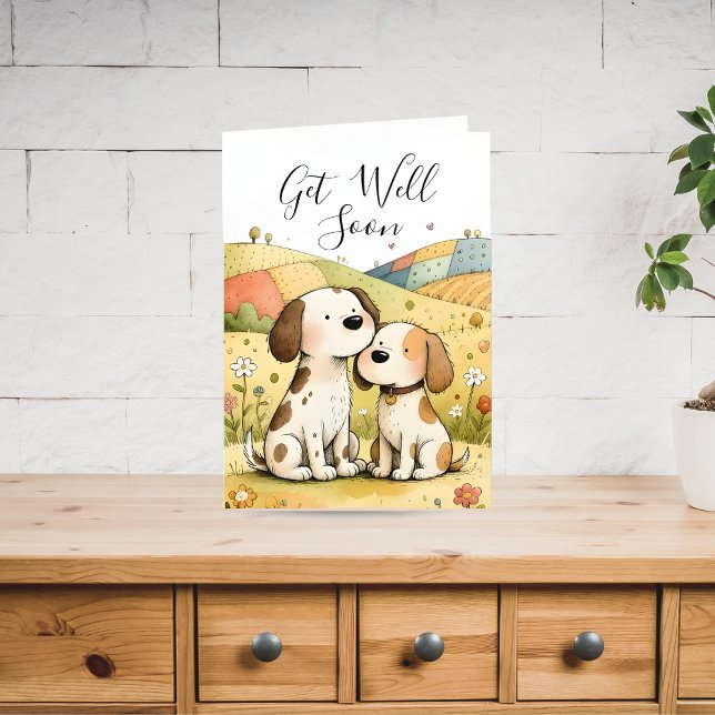 Cartão De Festividades Cute Get Well Soon Dogs Card (Criador carregado)