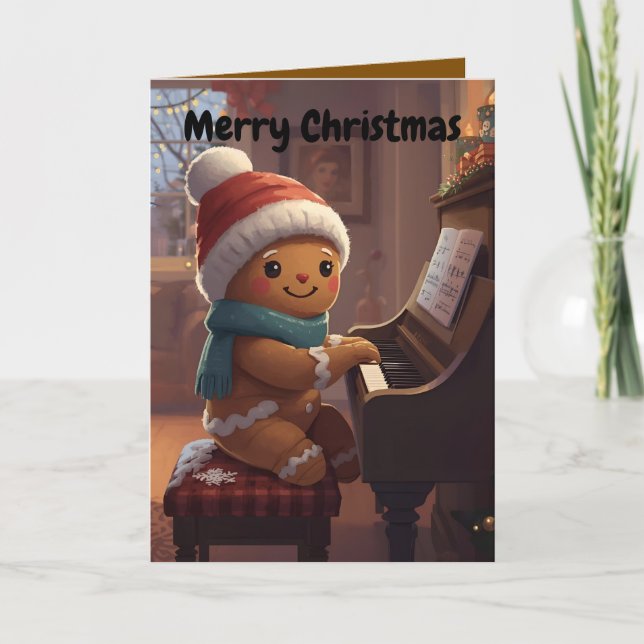 Cartão De Festividades cute gingerbread boy Christmas Folded Holiday Card (Frente)