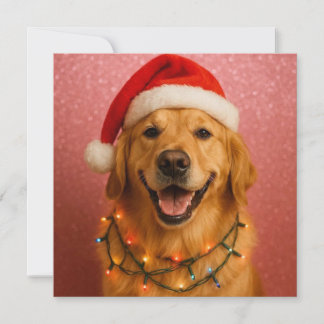 Cartão De Festividades Cute Golden Retriever Christmas Card.