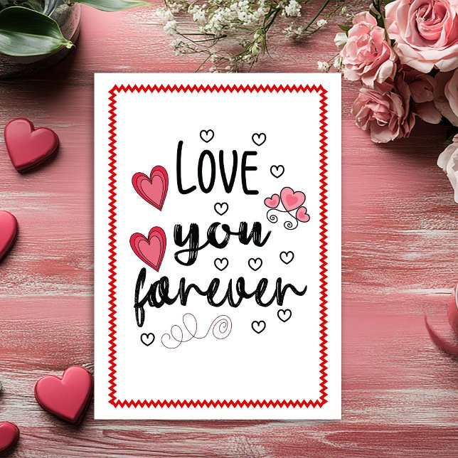 Cartão De Festividades Cute Hand Drawing Valentine Card for Her Sketch   (Cute Hand Drawing Valentine Card for Her Sketch Style)