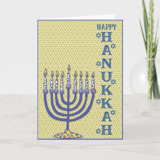Cartão De Festividades Cute Hanukkah Menorah (Frente)