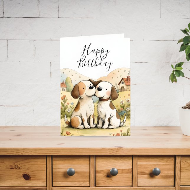 Cartão De Festividades Cute Happy Birthday Dog Card (Criador carregado)