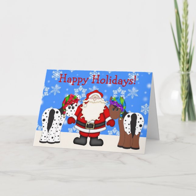Cartão De Festividades Cute Happy Holiday Horse Christmas Greeting Card (Frente)