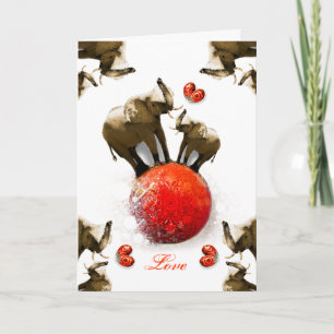 Cartão De Festividades Cute Happy Valentine's Day with Hearts & Elephants