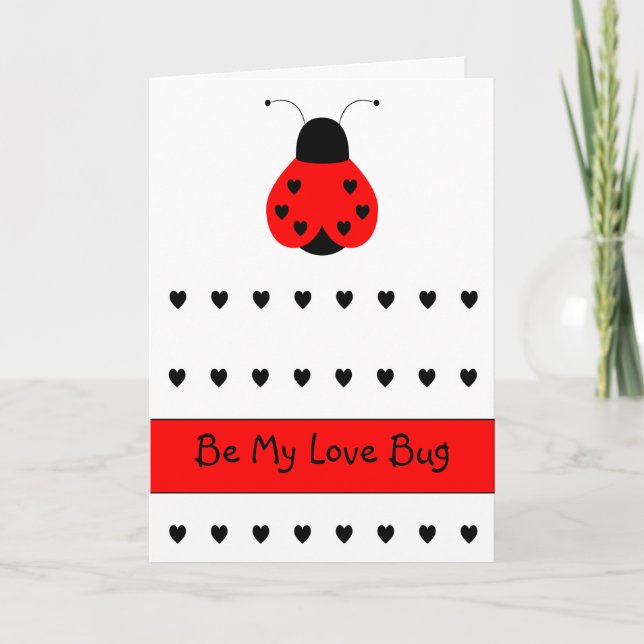 Cartão De Festividades Cute Heart Ladybug Valentine Greeting Card (Frente)