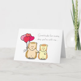 Cartão De Festividades Cute Hedgehog Couple Cartoon Valentine's Day Card