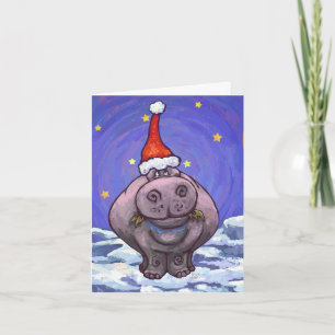 Cartão De Festividades Cute Hippo Holiday Card