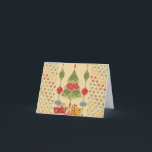 Cartão De Festividades Cute Holiday Christmas Tree Ornaments Presents<br><div class="desc">Cute Holiday Christmas Tree Ornaments Presents.  A cute holiday collage with a Christmas tree with presents under it and hanging ornaments all around. 

 "Christmas collage" "Christmas" "Xmas" "holiday" "presents" "gifts" "gifts under the tree" "hanging ornaments" "modern" "retro" "funky ornaments"</div>