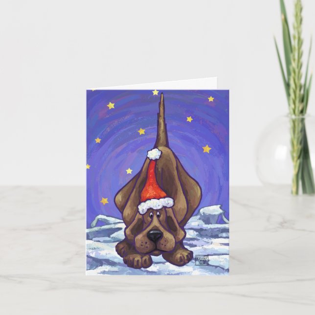 Cartão De Festividades Cute Hound Dog Holiday Card (Frente)