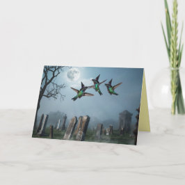 Cartão De Festividades Cute Hummingbird Witch Halloween Card