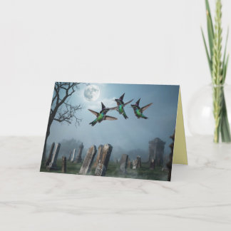 Cartão De Festividades Cute Hummingbird Witch Halloween Card