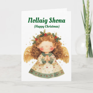 Cartão De Festividades Cute Irish Angel Christmas Card