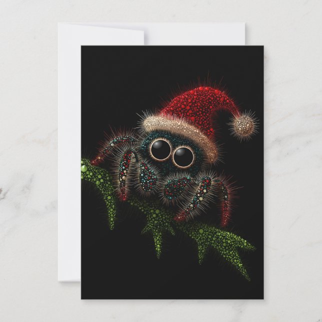 Cartão De Festividades Cute Jumping Spider Christmas Cards (Frente)
